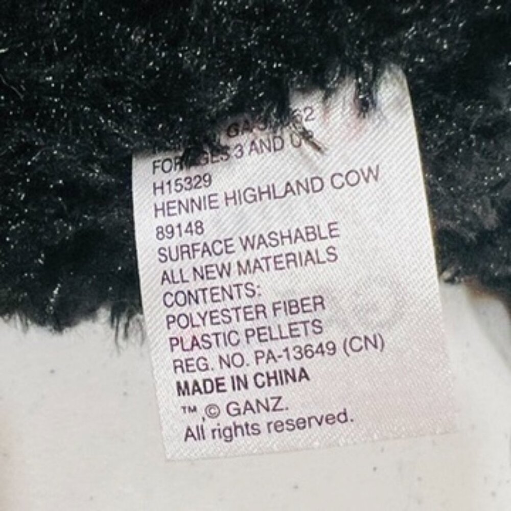 Baby Ganz H15329 HENNIE HIGHLAND COW Black Plush Stuffed Animal NWT RARE - Picture 5 of 7